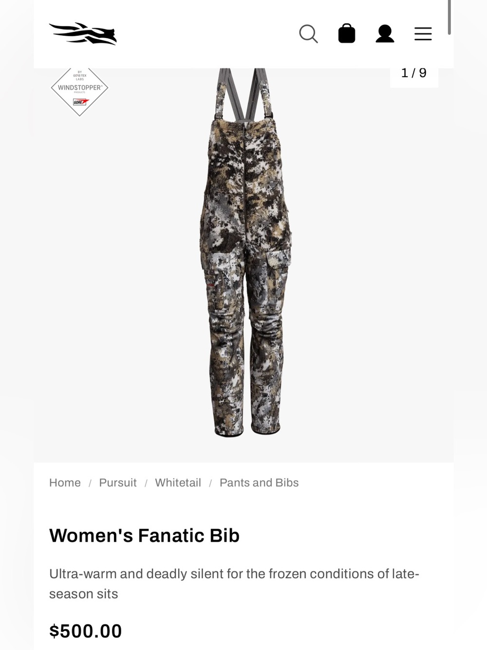 Women’s Sitka XL Fanatic Bib